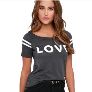NWT Chaser Love T Shirt Size S Charcoal Gray Burnout